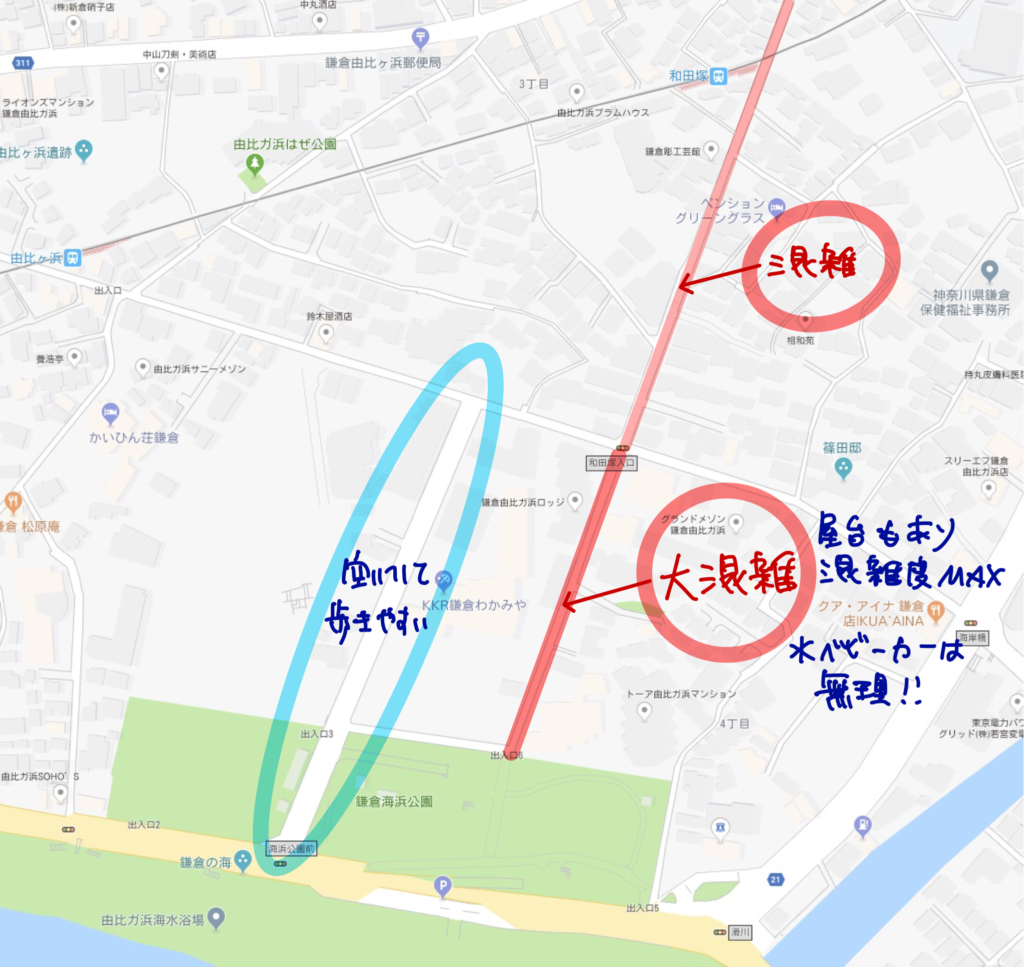 2018鎌倉花火大会アクセスマップ（江ノ電：和田塚駅周辺）